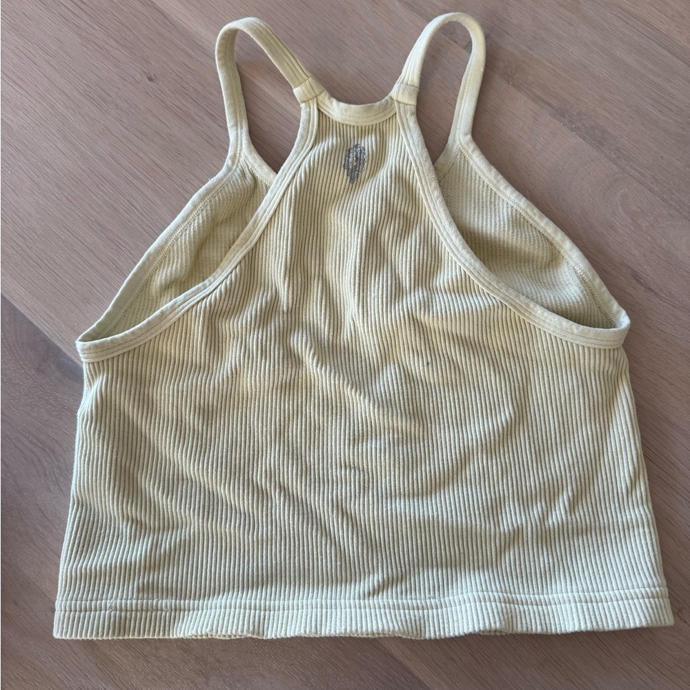 Free People Movement Happiness Runs Cropped Ribbed Yellow Tank - Picture 2 of 3